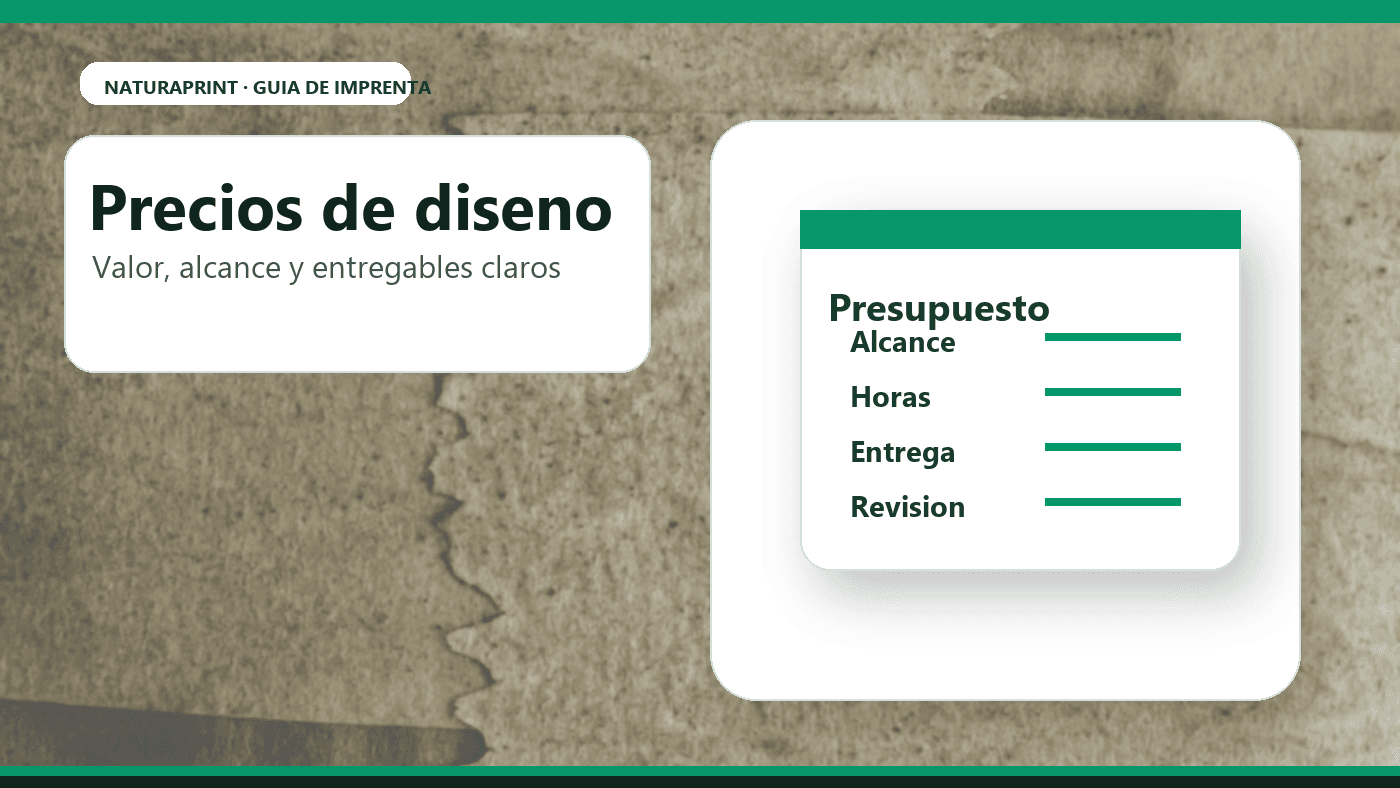 Presupuesto de dise&ntilde;o con alcance y entregables