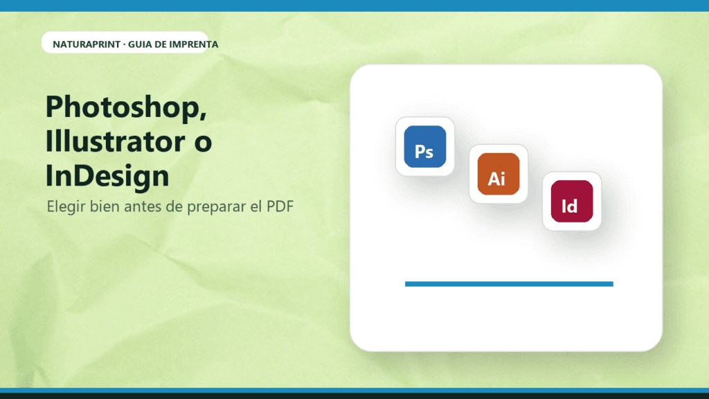 Comparativa visual de Photoshop Illustrator e InDesign para imprenta