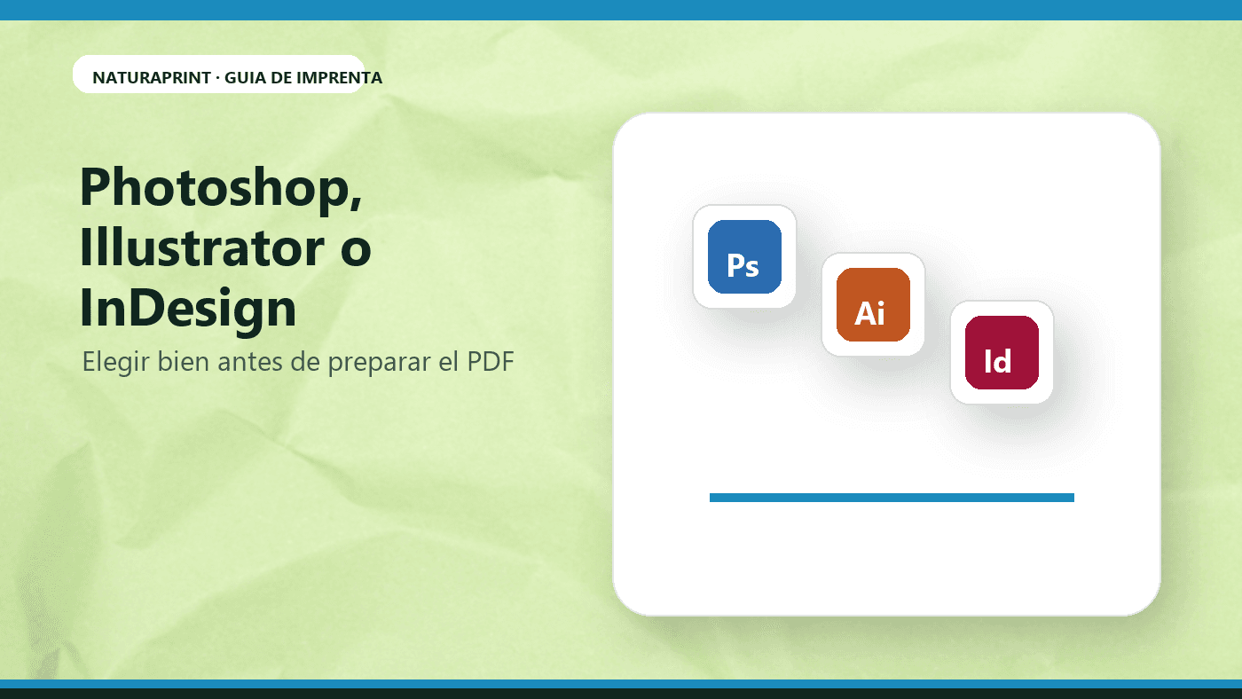 Comparativa visual de Photoshop Illustrator e InDesign para imprenta