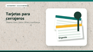 Diseño de tarjetas para cerrajeros con informacion clara y urgente