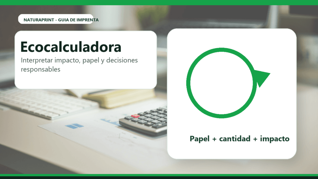Ecocalculadora para papel e impresion con documentos y calculadora