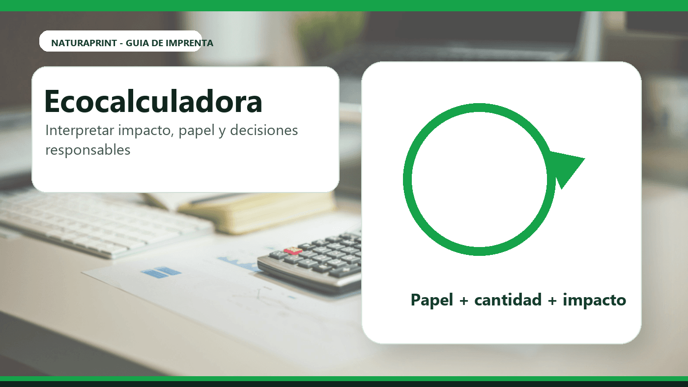 Ecocalculadora para papel e impresion con documentos y calculadora