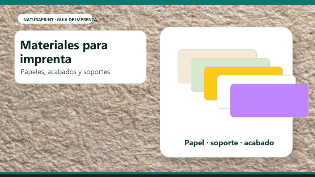 Materiales para imprenta con papeles y soportes de distintos acabados